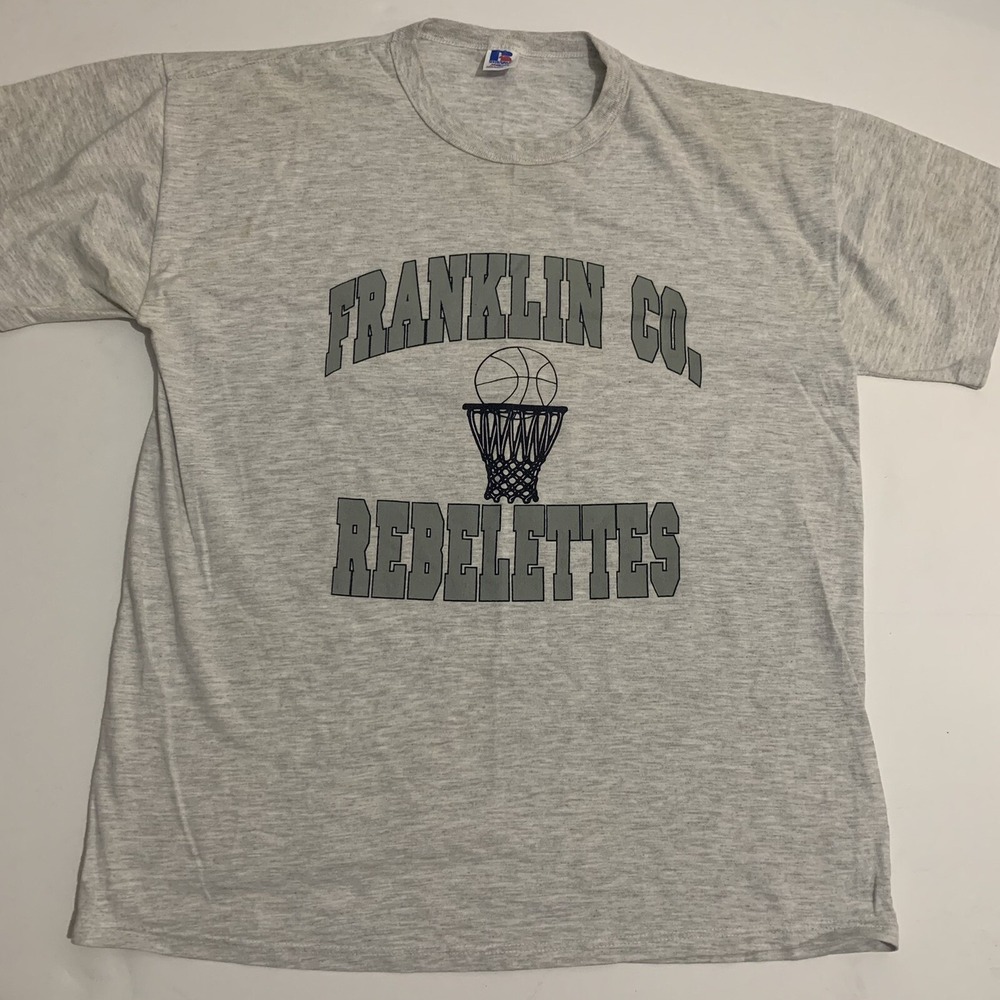 Vintage Russell Athletics Nublend Made USA Rebelettes Basketball T Shirt Large
